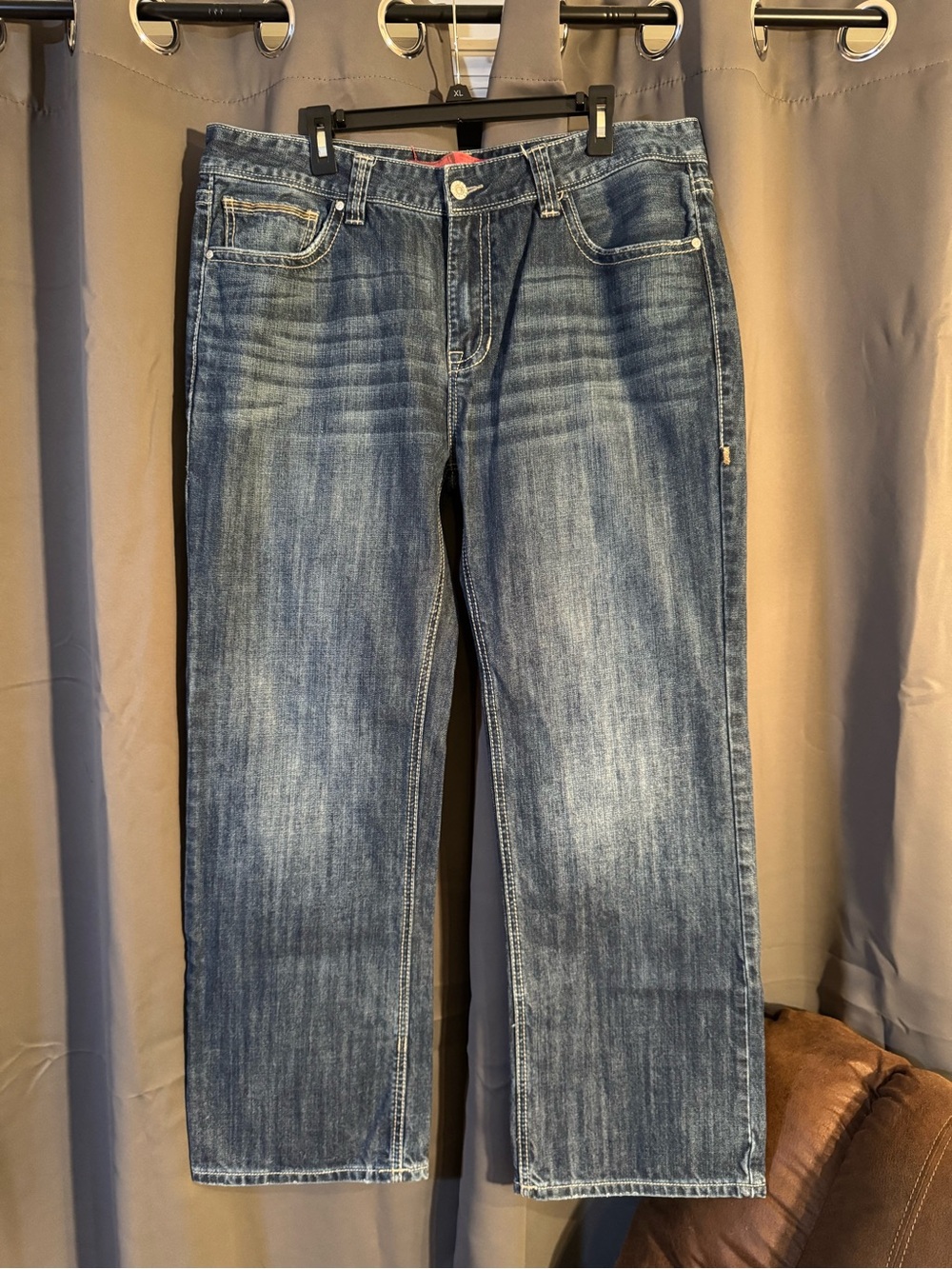 Rock and Roll Denim Men's Straight-Leg Jeans in Washed Blue